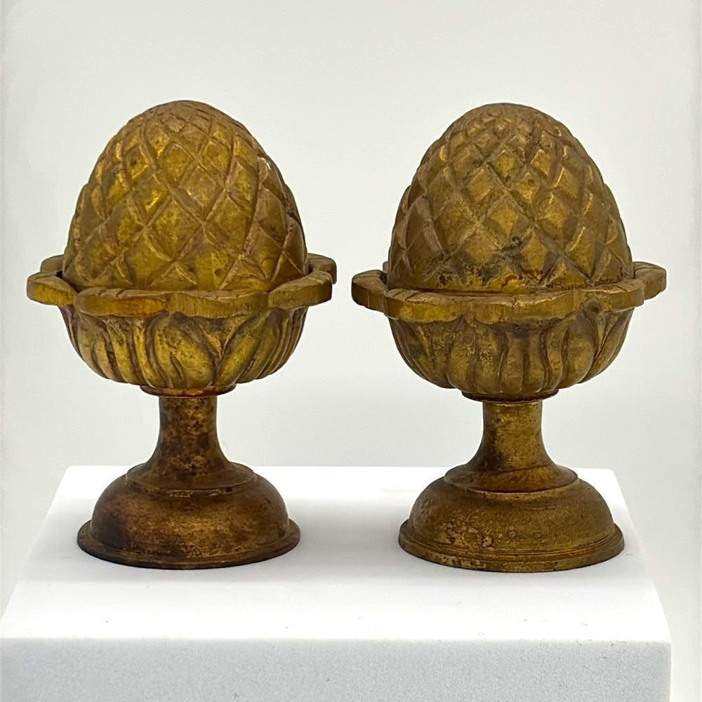 Pair of Vintage Brass Pinecone Finials
